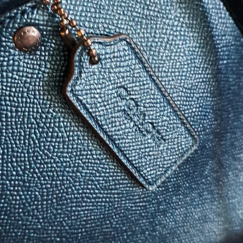 Coach Sierra Satchel in Metallic Dark Teal w/crossbody so Unique And Beautiful - Picture 6 of 13